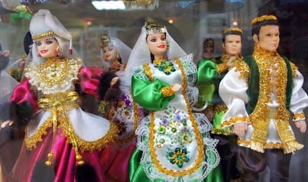 In Tyumen Barbie pink mini dress changes into traditional Tatar attire