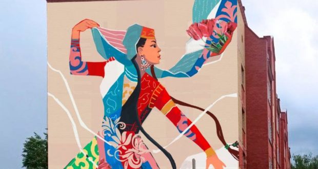 В Зеленодольске появится стрит-арт с изображением татарской девушки в танце