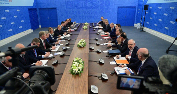 Rustam Minnikhanov takes part in a meeting of Russian President Vladimir Putin with the President of Turkey Recep Tayyip Erdoğan