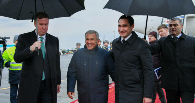 President of Turkmenistan Serdar Berdimuhamedow arrives to Kazan